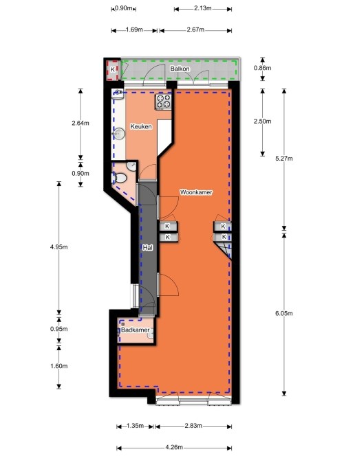 Appartement - Barneveldstraat/Den Haag (€775.00/48.00m2)