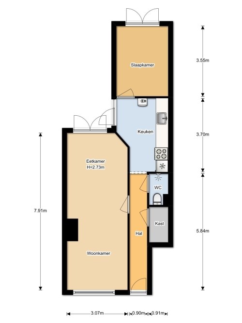 Appartement - Linnaeusstraat/Utrecht (€1255.00/50.00m2)