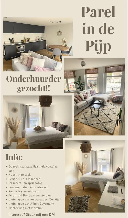 Appartement - De Pijp/Amsterdam (€920.00/80.00m2)