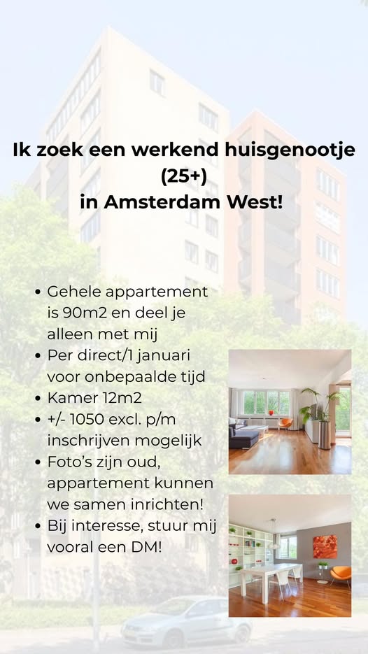 Kamer - Wittgensteinlaan/Amsterdam (€1050.00/12.00m2)