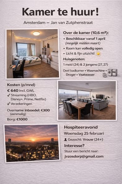 Kamer - Nieuw-West (Osdorp)/Amsterdam (€640.00/10.60m2)