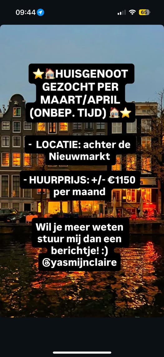 Appartement - achter de Nieuwmarkt/Amsterdam (€1200.00/58.00m2)