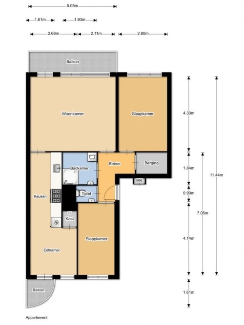 
Foto appartement te huur in Amsterdam - Louis de Visserstraat
