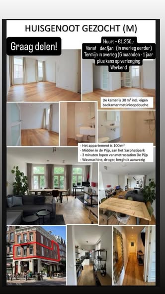 Appartement - Sarphatipark/Amsterdam (€1290.00/25.00m2)