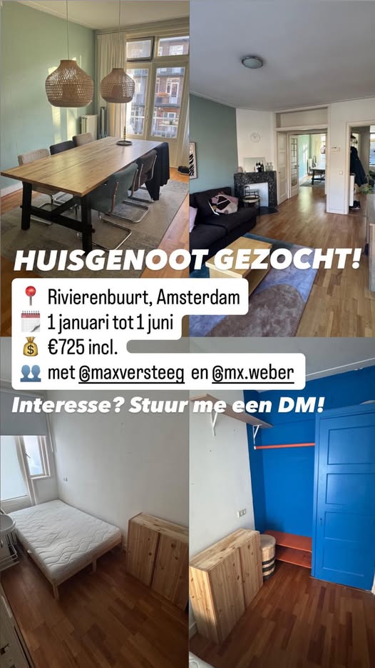 Kamer - Rivierenbuurt/Amsterdam (€725.00/7.30m2)