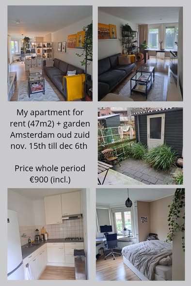 Appartement - Oud Zuid/Amsterdam (€950.00/47.00m2)