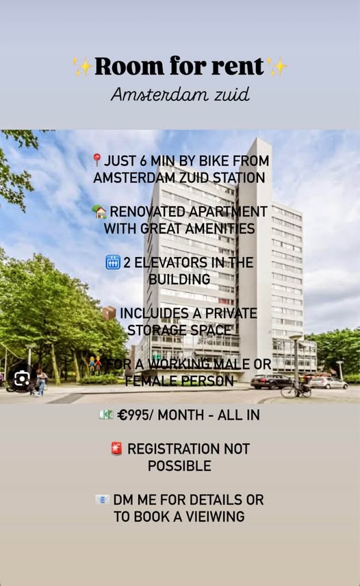 Appartement - Onbekend/Amsterdam (€995.00/15.00m2)