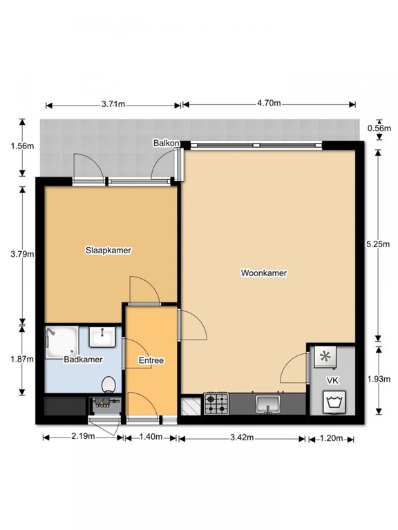 Appartement - Waddenstraat/Haarlem (€810.00/56.00m2)