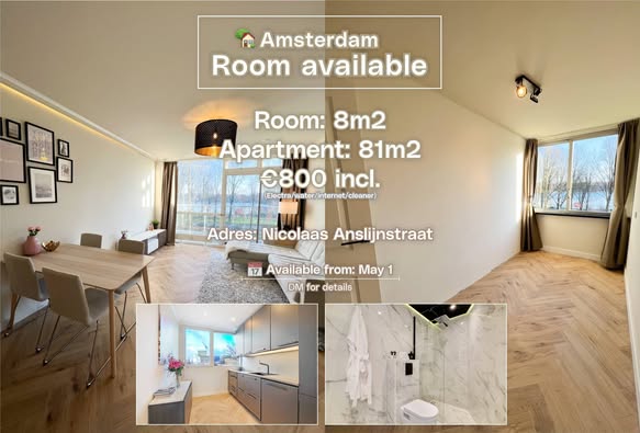 Kamer - Nicolaas Anslijnstraat/Amsterdam (€800.00/81.00m2)