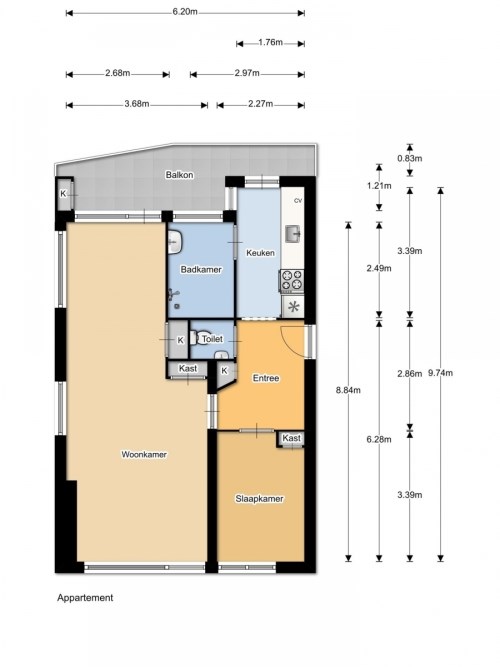 Appartement - Stalpaertstraat/Alkmaar (€860.00/56.00m2)