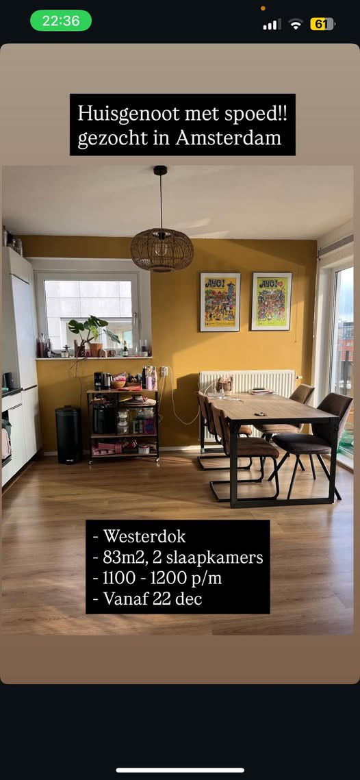 Appartement - n/a/Amsterdam (€1100.00/83.00m2)