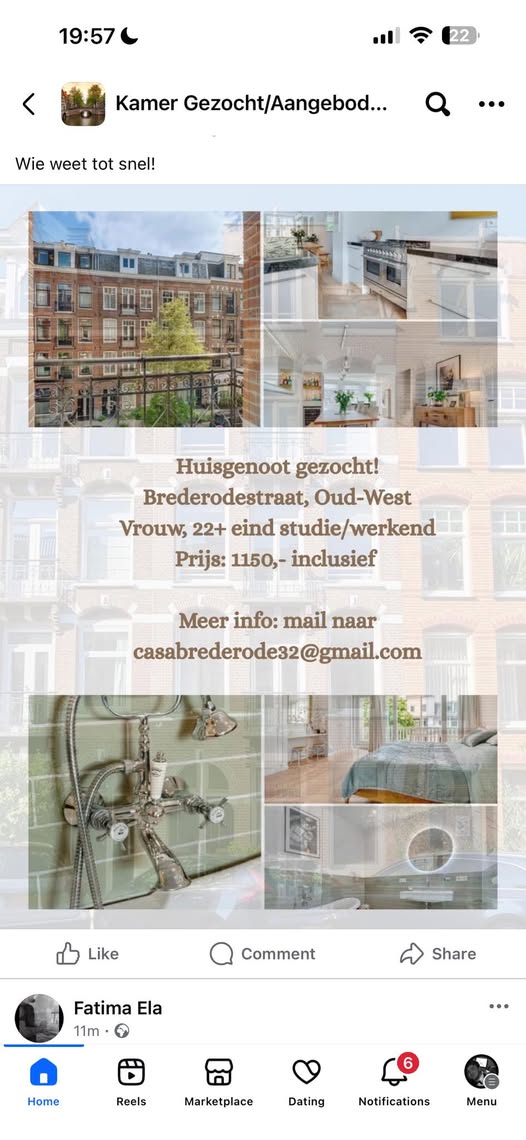 Kamer - Brederodestraat/Amsterdam (€1150.00/14.00m2)