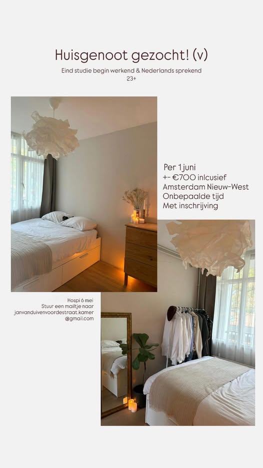 Kamer - Jan van Duivenvoordestraat/Amsterdam (€700.00/9.00m2)