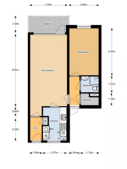 Appartement - Washingtondreef/Utrecht (€975.00/59.00m2)