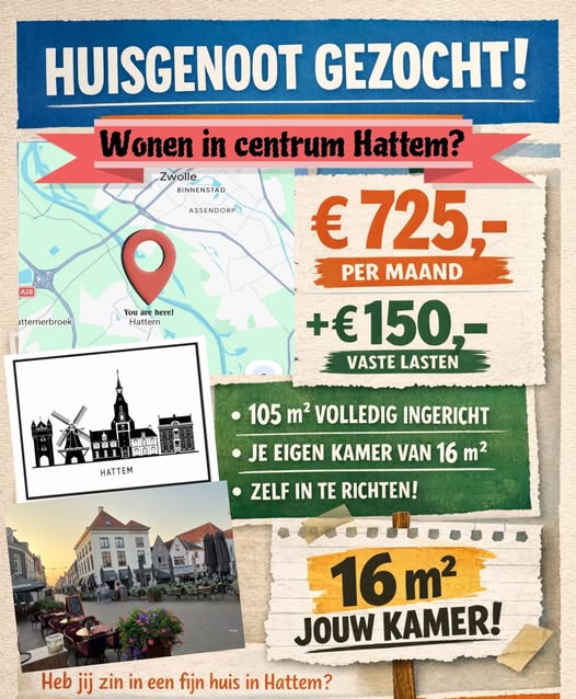 Appartement - Onbekend/Hattem (€725.00/105.00m2)